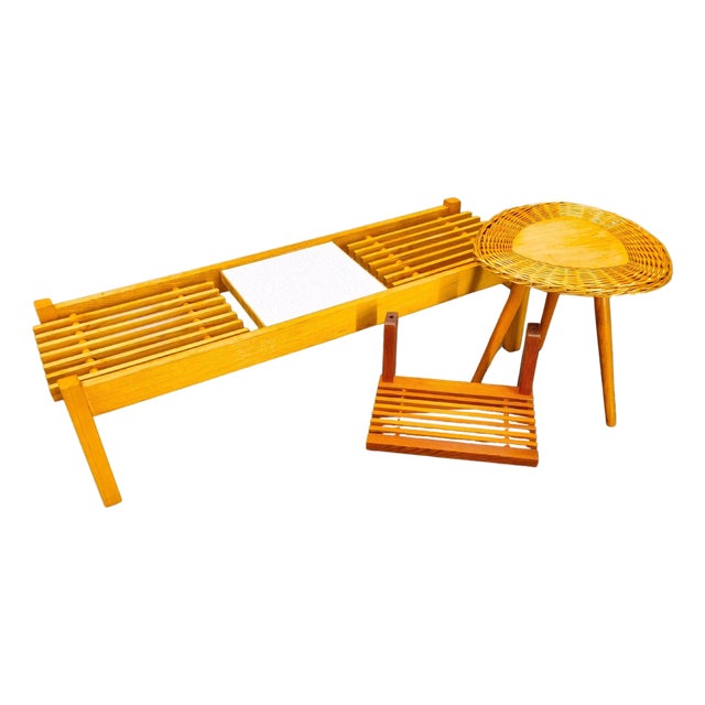 Mid-Century Plant Stand and Shelf Set, Czechoslovakia, 1970s, Set of 3 For Sale