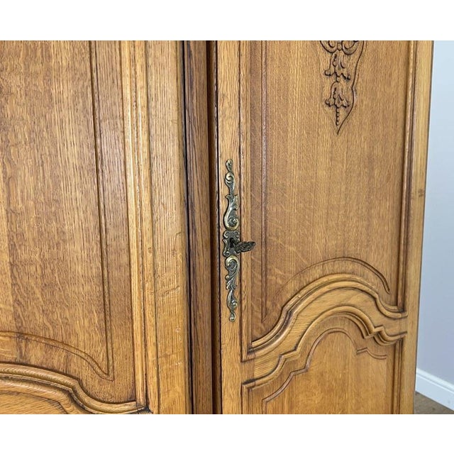 Vintage French Louis XVI Style Wardrobe in Oak For Sale - Image 13 of 18