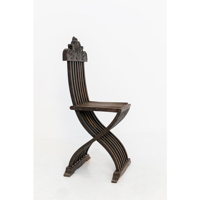 Brown Italian Inlaid Wood Foldable Chair, 1930s For Sale - Image 8 of 15