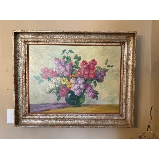 Original E. Nordmann French Framed Still-Life Oil Painting Cut Flower Spring Bouquet For Sale - Image 12 of 12