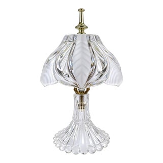 Vintage Yugoslavian 24% Lead Crystal Floral Boudoir Table Lamp For Sale