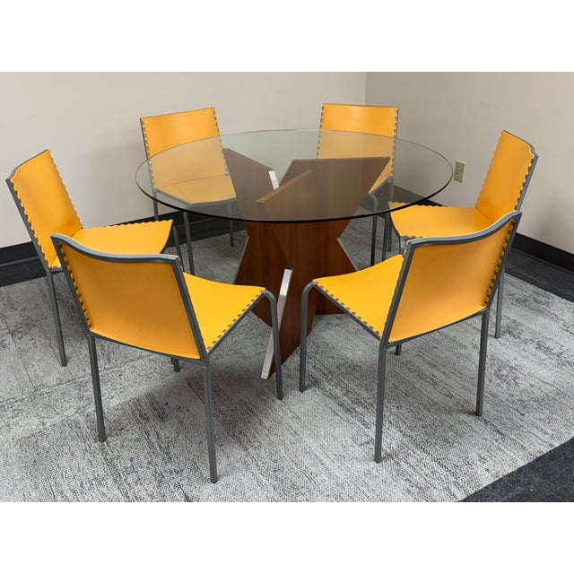1980s Contemporary Glass Top Dining Table With 6-Chairs For Sale - Image 5 of 5