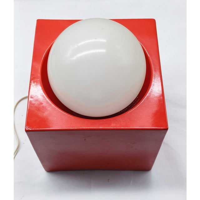 Red Ceramic Table Lamp by Enzo Bioli for Il Picchio, Italy, 1960s For Sale - Image 6 of 10