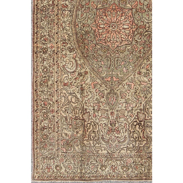 Traditional Vintage Turkish Sivas With Floral Central Medallion in Coral and Earthy Tones For Sale - Image 3 of 9