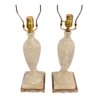 Pair of Rock Crystal Lamps From Brazil For Sale