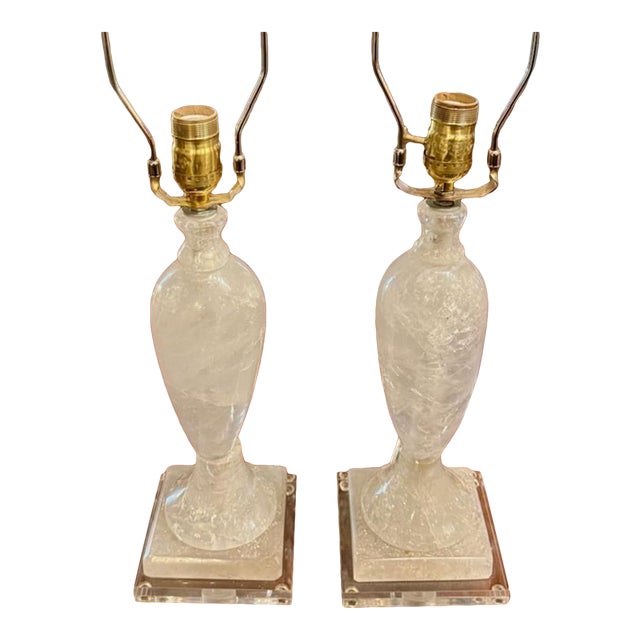 Pair of Rock Crystal Lamps From Brazil For Sale