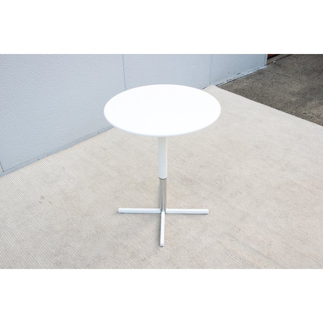 Modern Davis Furniture Height Adjustable White Round Occasional Side Table, New For Sale - Image 9 of 18