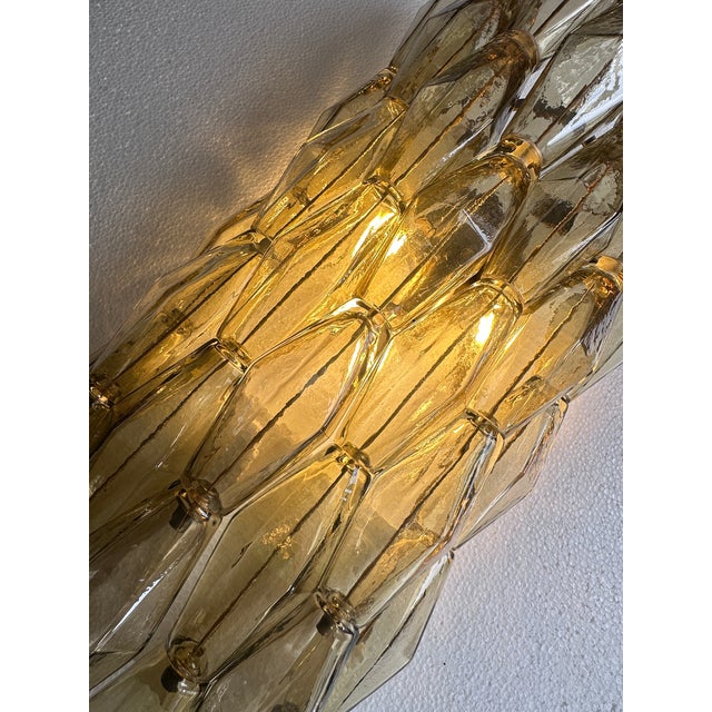 Mid-Century Modern Contemporary Brunish- Brunito "Poliedri" Murano Glasss Walls Conces in Venini Style by Simoeng - Set of Two For Sale - Image 3 of 7