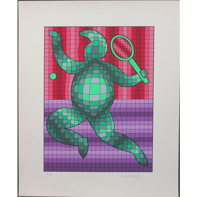 "Tennis" by Victor Vasarely Hand Signed and Numbered by the artist 1989 Limited Edition Serigraph Unframed Hand signed by...