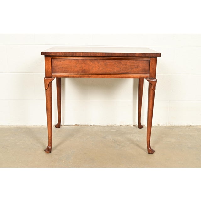 Baker Furniture Queen Anne Walnut and Burl Wood Tea Table For Sale - Image 14 of 16