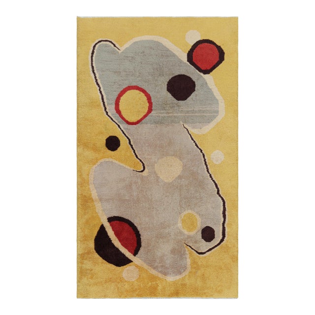 Vintage Zeki Müren Rug in Gold With Abstract Geometric Patterns | Rug & Kilim For Sale