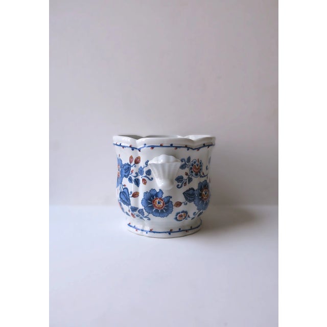 Blue and White Porcelain Planter Cachepot From Estee Lauder For Sale In New York - Image 6 of 9