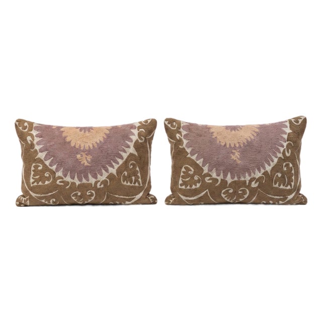 Tashkent Suzani Bedding Pillow Cover 17'' X 26'' - Set of Two For Sale