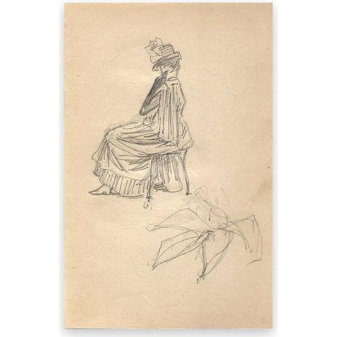 Sketch of a Woman sitting from behind is an original graphite drawing on vellum realized by George Auriol, in 1890s....