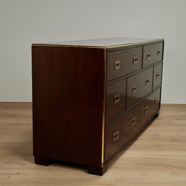 Mid Century Campaign Style Chest of Drawers by Baker For Sale - Image 13 of 14
