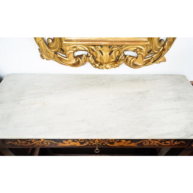 Antique Console Table with Inlays and White Statuary Marble, Sicily, 19th Century For Sale - Image 5 of 6