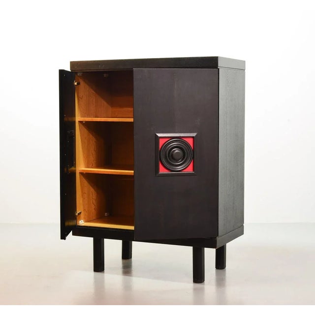 De Coene Style Brutalist Black Highboard with Red Accents, Belgium, 1960s For Sale - Image 4 of 10