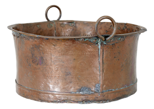 Antique Embossed Brass Copper Cooking Pot, 1870