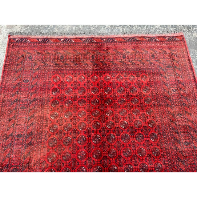 Textile Vintage Afghan Turkoman Bokhara Tribal Rug For Sale - Image 7 of 9