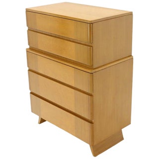 Five Drawers Blond to Gold Mahogany Saarinen High Chest Dresser For Sale