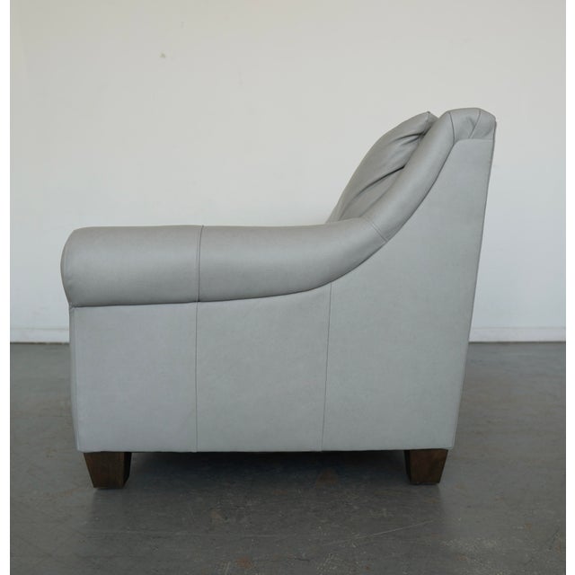 Animal Skin Bassett Ellery Leather Roll Arm Sofa For Sale - Image 7 of 15