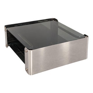 Italian Space Age Smoked Glass Chrome Coffee Table, 1970s For Sale