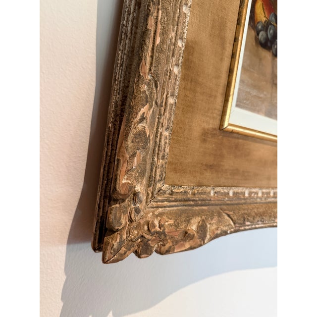 Antique a Fruit Still Life Oil Painting With Antique Carved Wood Frame For Sale - Image 4 of 10