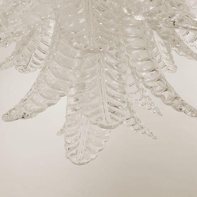 Transparent Mid Century Modern Murano Glass Leaves Chandelier For Sale - Image 8 of 9