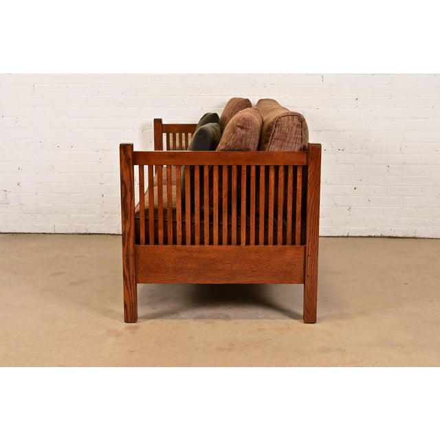 Brown Stickley Mission Oak Arts & Crafts Spindle Settle Sofa For Sale - Image 8 of 12
