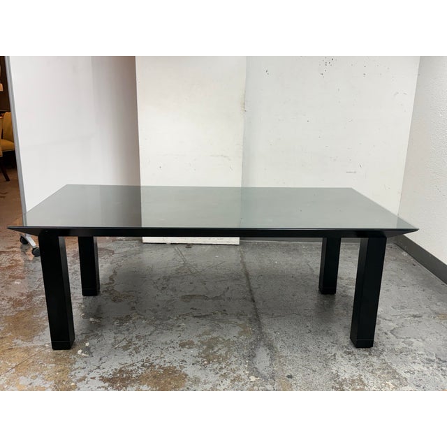 Japanese Conde House Ohashi Table + Granite Inlay + Glass Top For Sale - Image 3 of 12