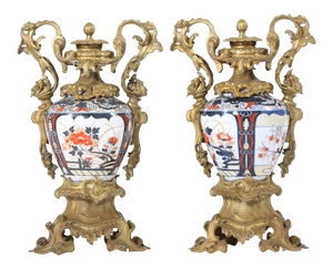 19th Century Pair / Gilt Bronze Mounted Imari Porcelain Vases