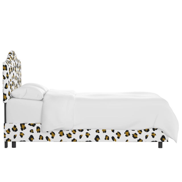 Transitional Kenmore Bed in Ochre Brush Cheetah, Queen For Sale - Image 3 of 7