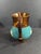 1850's English Copper Luster Ware Pitcher With Hand Painted Motif on Teal Colored Band For Sale - Image 4 of 10