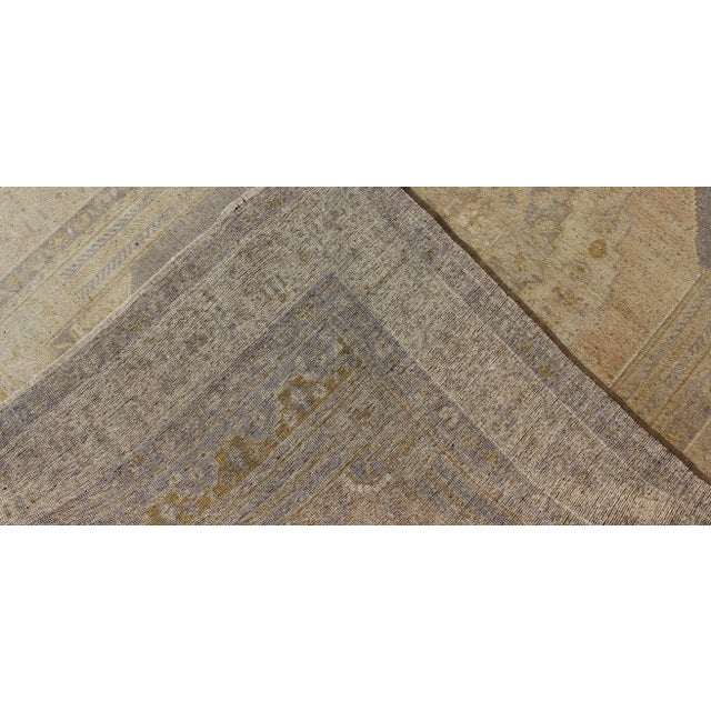 Vintage Turkish Oushak Rug With Faded Peach and Gray Medallion on Soft Taupe For Sale - Image 4 of 7