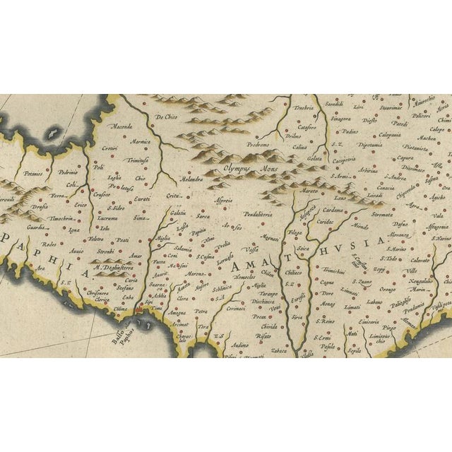 Cyprus Map with Mythological Cartouche from Blaeu, 1642 For Sale - Image 9 of 10