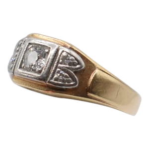 Mid 20th Century Men's Gold Diamond Ring, Size 8.5