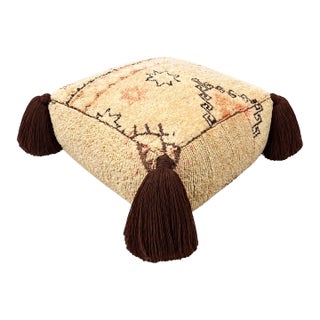 Midcentury Moroccan Wool Pouf For Sale
