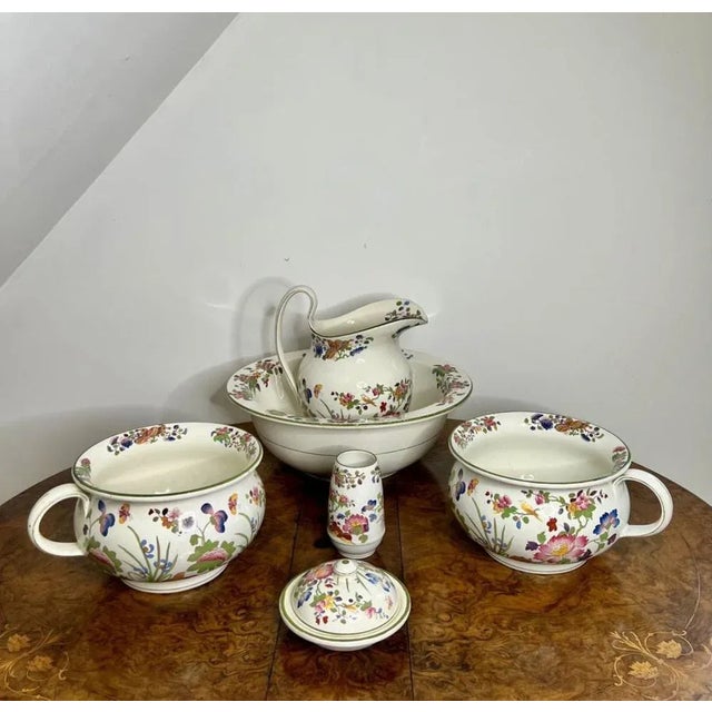 Ceramic Antique Edwardian Ceramic Bathroom Set, 1900, Set of 6 For Sale - Image 7 of 9
