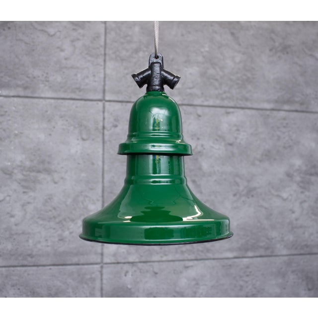 Forest Green Industrial Enamel Ceiling Lamp in Green, 2000s For Sale - Image 8 of 8