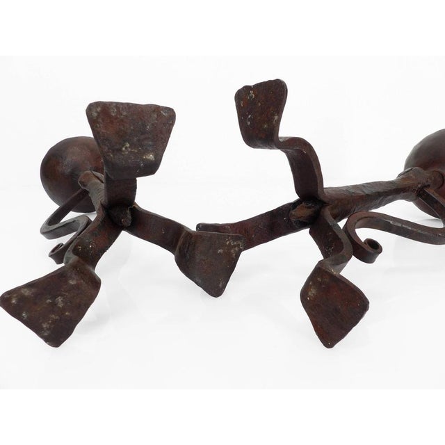 Black Wrought Iron Tripod Candlesticks, 1890s, Set of 2 For Sale - Image 8 of 10