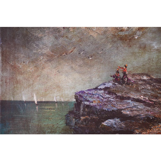 Edward Barton, Cliff by the Sea, 1950s, Oil on Canvas For Sale - Image 3 of 8