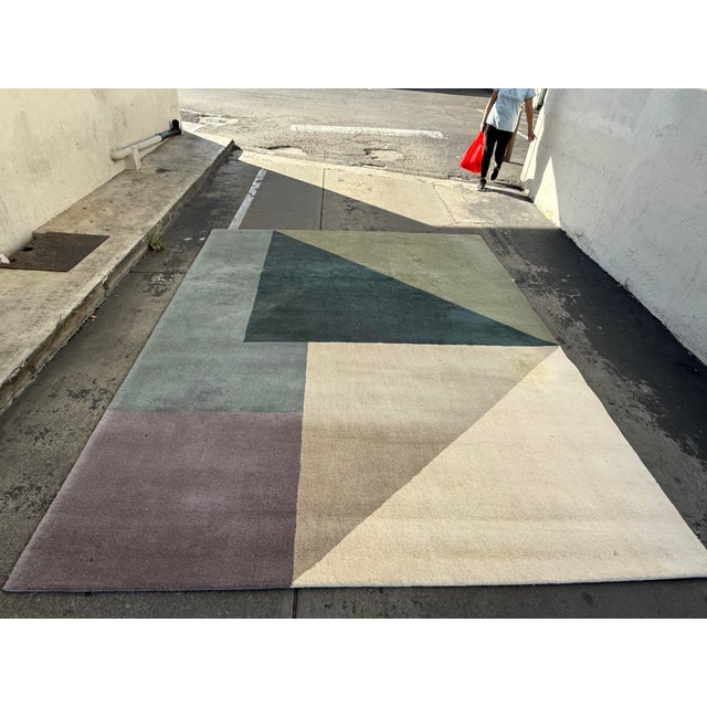 Textile 9ft × 11ft 10in Hanne Kortegaard for Linie Design Arguto Rug in Ocean For Sale - Image 7 of 10