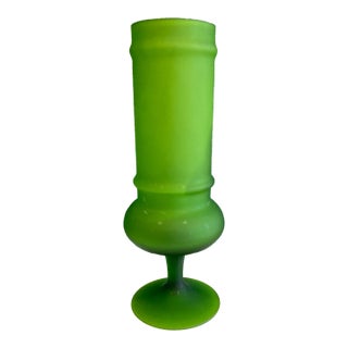1960s Carlo Moretti Green Satin Art Glass Vase For Sale
