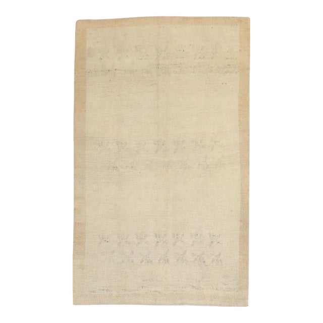 Neutral Handmade Vintage Turkish Rug For Sale