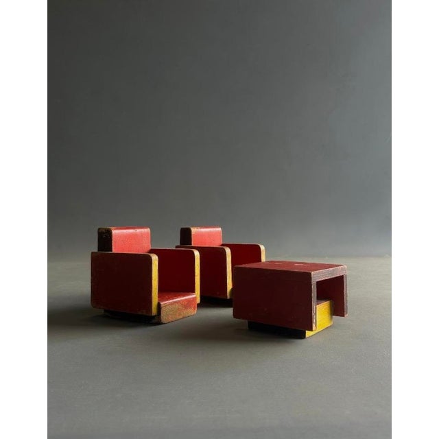 Bauhaus Vintage Toy Furniture by Ko Verzuu for Ado, 1930s, Set of 3 For Sale - Image 3 of 18