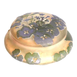 Antique Emile Galle Hydrangea Cameo Covered Dish