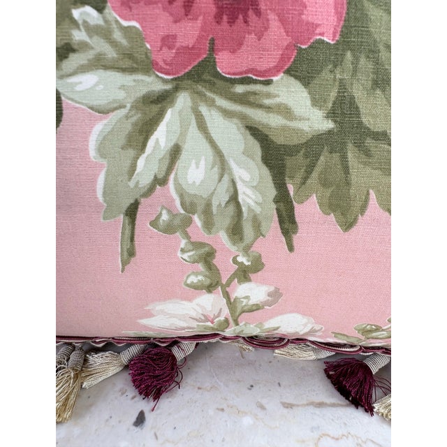 Early 20th Century American Broad Cloth Tasseled Floral Pillows/a Pair For Sale - Image 9 of 11