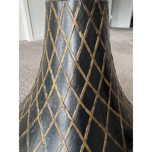 Early 20th Century Pair of Large Moorish-Style Brass-Clad Wood Wall Sconces For Sale - Image 4 of 9