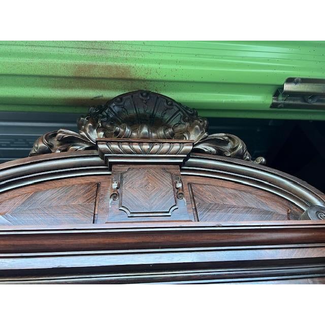 Rosewood Antique French Louis XV Rococo Mirrored Armoire For Sale - Image 10 of 12