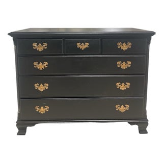 Black Enalmeled Chippendale Chest of Drawers For Sale